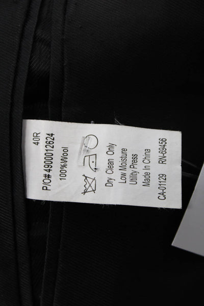 Calvin Klein Mens Black Striped Wool Suit Jacket Button Collared Size 40