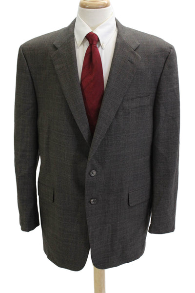 Hickey Freeman Mens Dark Gray Worsted Wool Blazer Button Solid Size 46