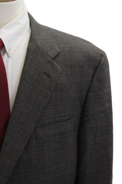 Hickey Freeman Mens Dark Gray Worsted Wool Blazer Button Solid Size 46