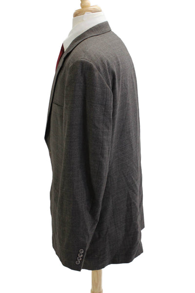 Hickey Freeman Mens Dark Gray Worsted Wool Blazer Button Solid Size 46