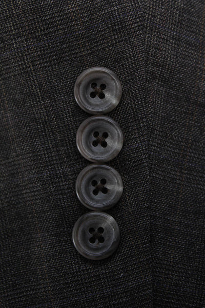 Hickey Freeman Mens Dark Gray Worsted Wool Blazer Button Solid Size 46