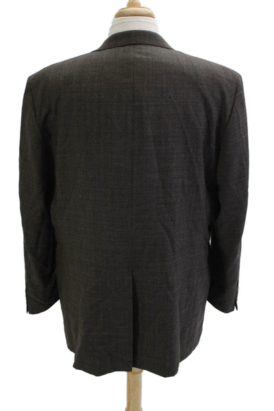 Hickey Freeman Mens Dark Gray Worsted Wool Blazer Button Solid Size 46
