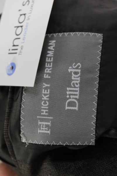 Hickey Freeman Mens Dark Gray Worsted Wool Blazer Button Solid Size 46