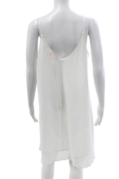 Oscar de la Renta Womens Slip Dress White Floral Cotton Sleeveless Short Size M