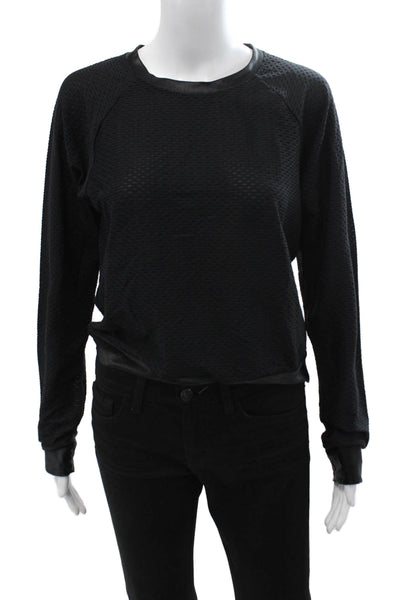 Koral Women Pullover Sweatshirt Black Crew Neck Long Sleeve Solid Size S
