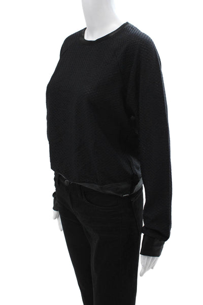 Koral Women Pullover Sweatshirt Black Crew Neck Long Sleeve Solid Size S