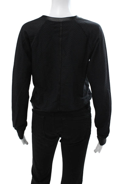 Koral Women Pullover Sweatshirt Black Crew Neck Long Sleeve Solid Size S