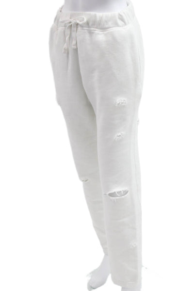 La Detresse Women Jogger Sweatpants White Drawstring Grunge Size S