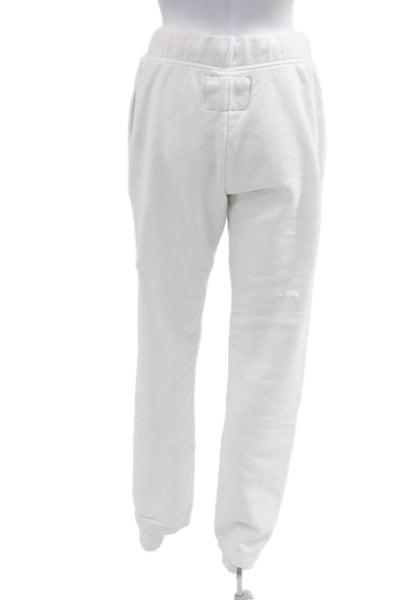La Detresse Women Jogger Sweatpants White Drawstring Grunge Size S