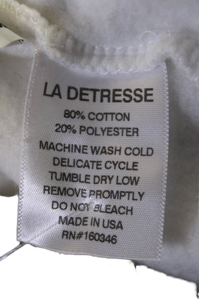 La Detresse Women Jogger Sweatpants White Drawstring Grunge Size S