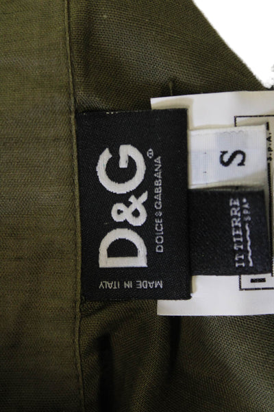 D&G Dolce & Gabbana Women Sleeveless Cotton Button-Up Top Green Size S
