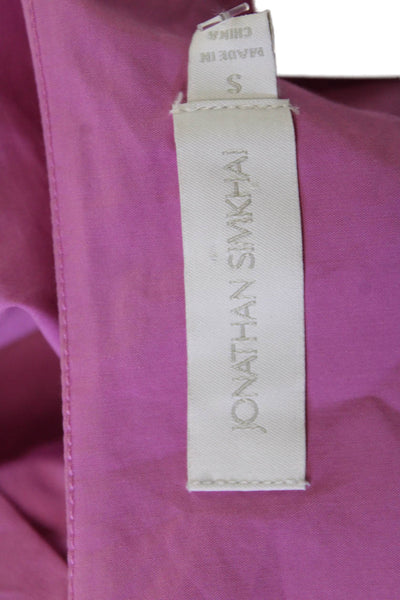 Jonathan Simkhai Women Pink Cotton V-Neck Short Sleeve Blouse Size S