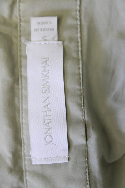 Jonathan Simkhai Women Beige V-Neck Tie Short Sleeve Blouse Size S