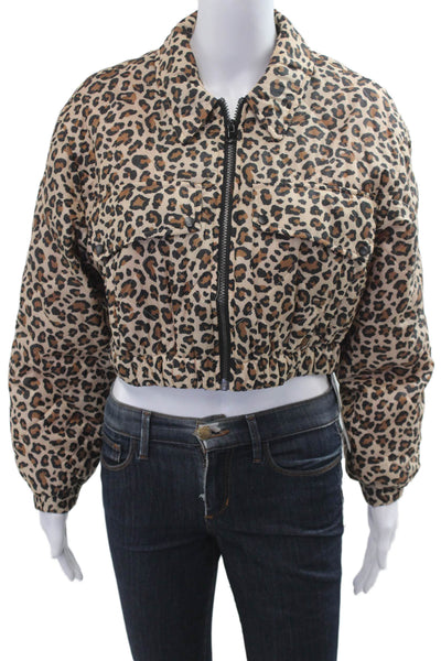Zara Women Puffer Jacket Beige Animal Print Recycled Polyester Size S