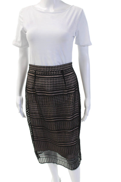 L.K. Bennett Women Straight Pencil Skirt Black Geometric Polyester Size 4