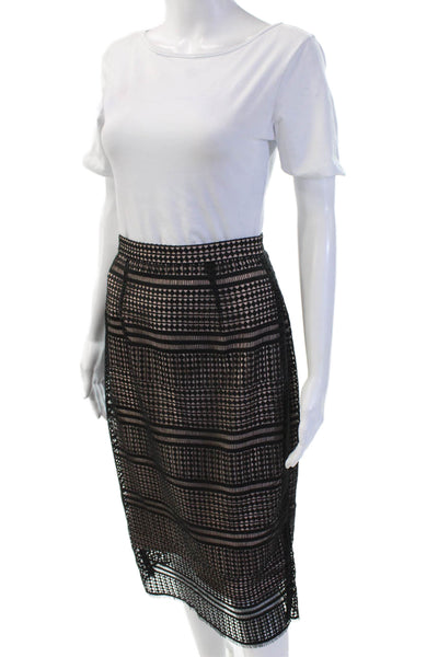 L.K. Bennett Women Straight Pencil Skirt Black Geometric Polyester Size 4