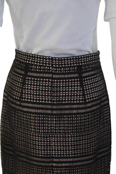 L.K. Bennett Women Straight Pencil Skirt Black Geometric Polyester Size 4