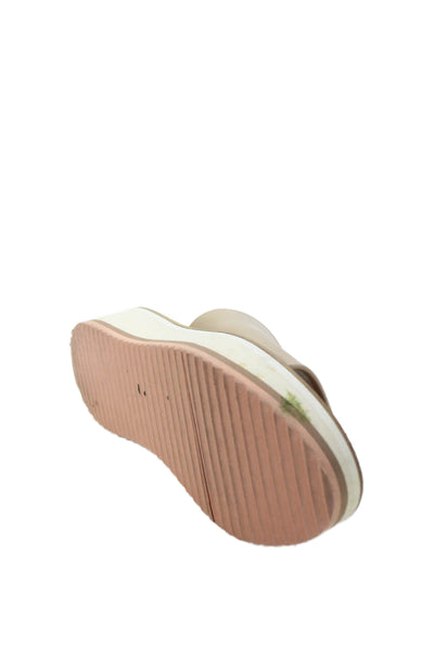 Clergerie Womens Slip On Single Strap Platform Slide Sandals Brown Leather 39.5