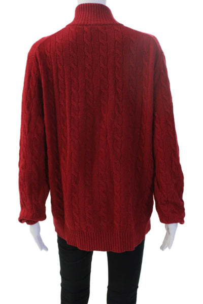 J Crew Womens Red Mock Neck Zip Pullover Sweater Wool Blend Size M