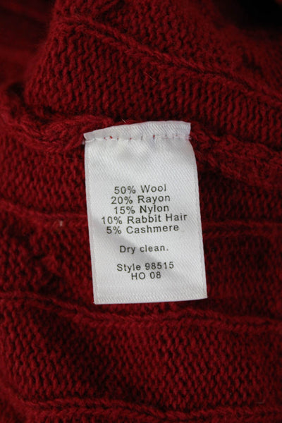 J Crew Womens Red Mock Neck Zip Pullover Sweater Wool Blend Size M