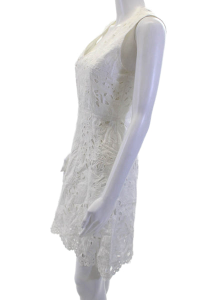 Theory Womens White Floral Cotton A-Line Shift Dress V-Neck Sleeveless Size 2