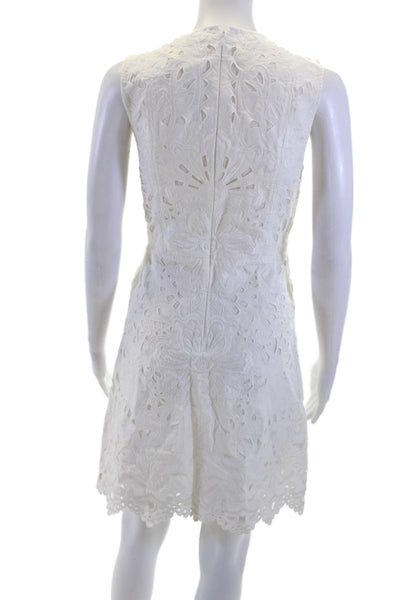 Theory Womens White Floral Cotton A-Line Shift Dress V-Neck Sleeveless Size 2