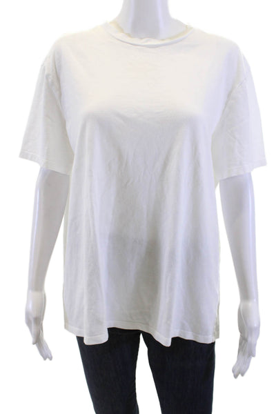 Blue & Cream Unisex White Crew Neck Basic Short Sleeve T-Shirt Size XL