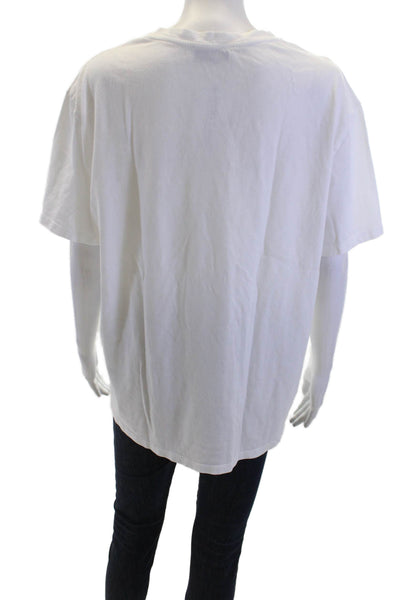 Blue & Cream Unisex White Crew Neck Basic Short Sleeve T-Shirt Size XL