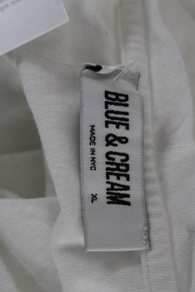 Blue & Cream Unisex White Crew Neck Basic Short Sleeve T-Shirt Size XL