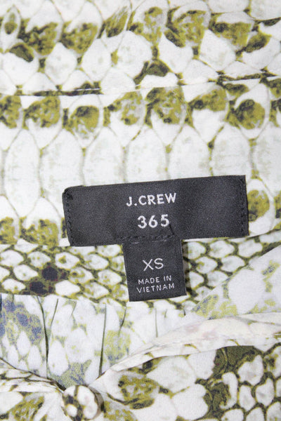 J Crew Women Green Animal Print Polyester Mock Neck Sleeveless Blouse Size XS