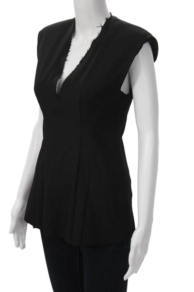 Zara Womens Sleeveless V-Neck Black Polyester Blouse Zip 80s Style Size XS