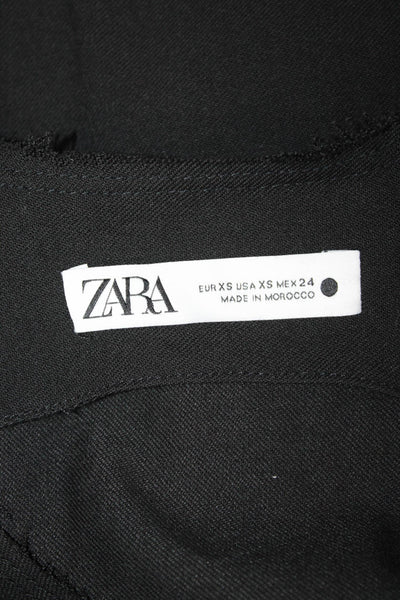 Zara Womens Sleeveless V-Neck Black Polyester Blouse Zip 80s Style Size XS