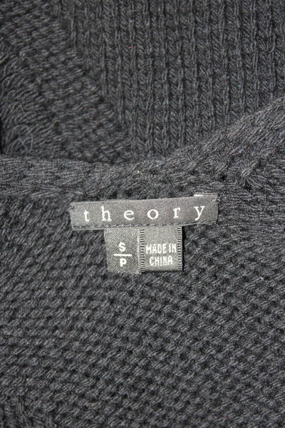 Theory Women Cardigan Black 100% Wool V-Neck Long Sleeve Designer Size S