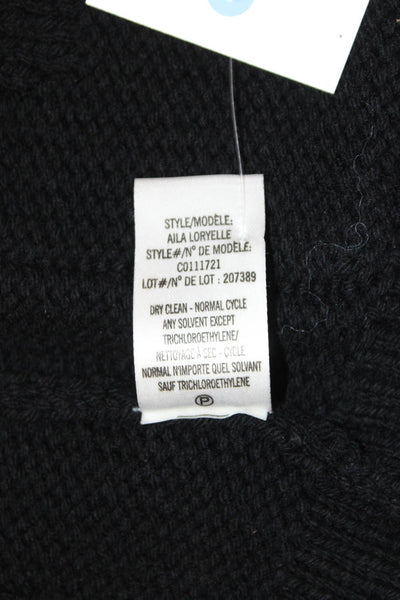 Theory Women Cardigan Black 100% Wool V-Neck Long Sleeve Designer Size S