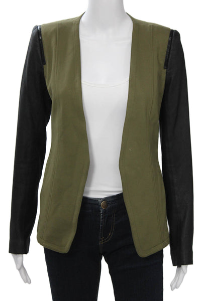 Theory Women Military Jacket Black Long Sleeve Viscose Blend Petites Size S