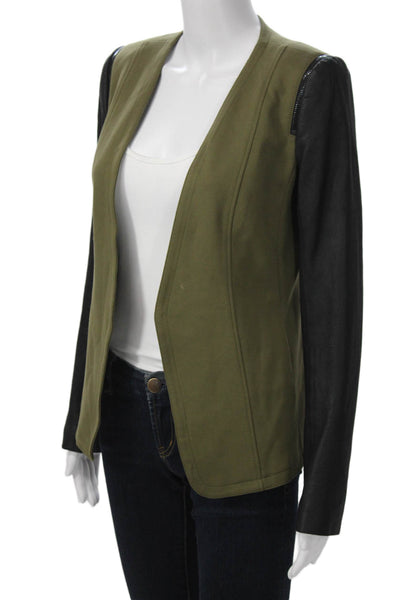 Theory Women Military Jacket Black Long Sleeve Viscose Blend Petites Size S