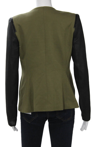 Theory Women Military Jacket Black Long Sleeve Viscose Blend Petites Size S