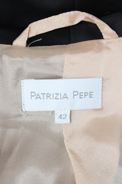 Patrizia Pepe Women Black Floral Wool Blend Blazer Button Long Sleeve Size S