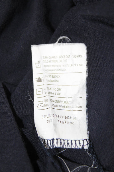 Vince Women Basic Jersey Dark Blue Cotton Round Neck Long Sleeve T-Shirt Size M