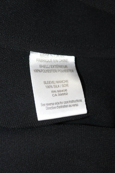 Theory Women Tunic Blouse Black Long Sleeve Round Neck Button Polyester Size M