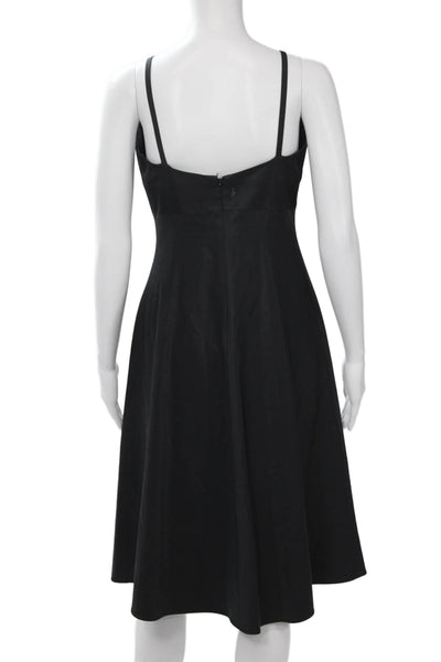 Banana Republic Women A-Line Slip Dress Black V-Neck Sleeveless Mid-Calf Size 8