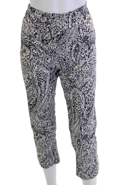 Elliott Lauren Womens Ankle Cropped Paisley Black Polyester Pants Size 10