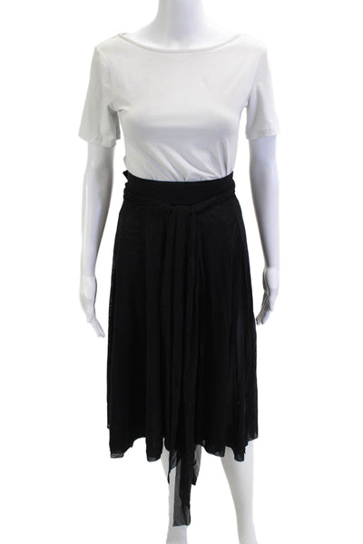 Carmen Marc Valvo Womens Wrap Black Polyester Spandex Long Skirt Size L