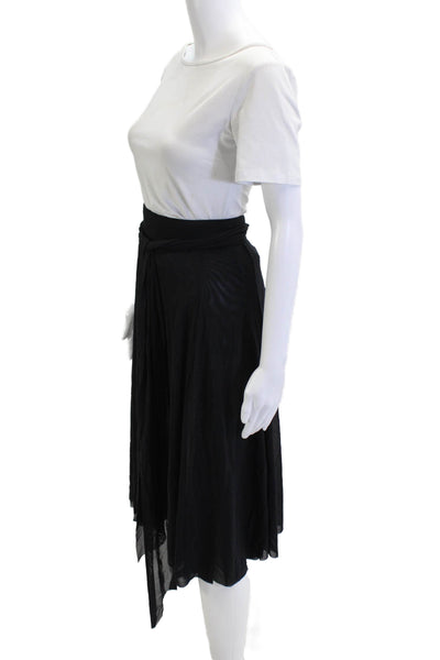 Carmen Marc Valvo Womens Wrap Black Polyester Spandex Long Skirt Size L