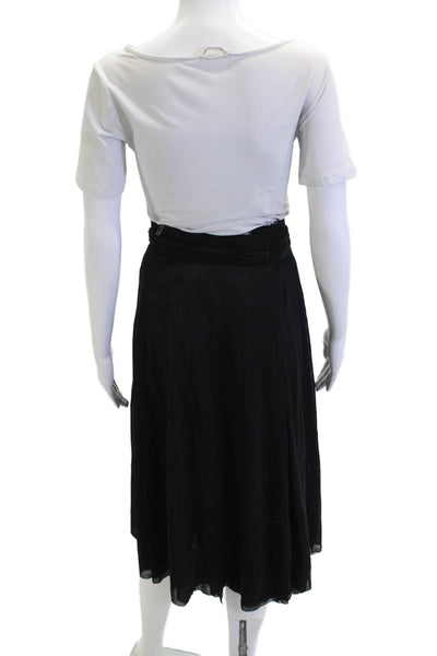 Carmen Marc Valvo Womens Wrap Black Polyester Spandex Long Skirt Size L
