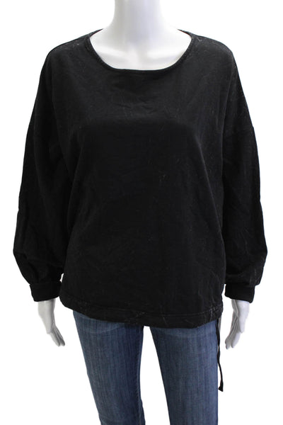 Wearables Womens Pullover Sweatshirt Black Long-Sleeve Drawstring Size XL