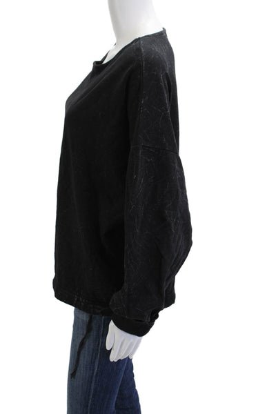 Wearables Womens Pullover Sweatshirt Black Long-Sleeve Drawstring Size XL