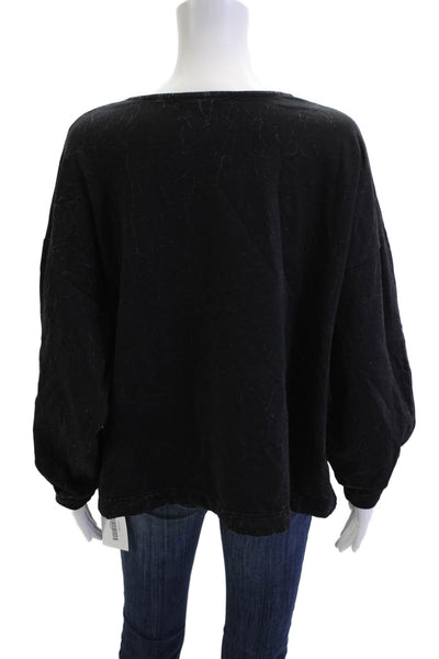Wearables Womens Pullover Sweatshirt Black Long-Sleeve Drawstring Size XL