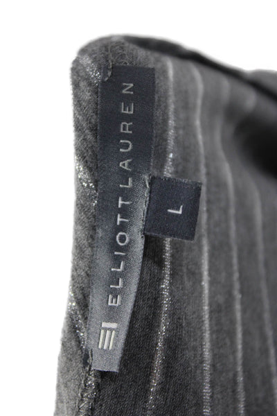 Elliott Lauren Women Striped Jersey T Shirt Long Sleeve Gray Crew Neck Size L