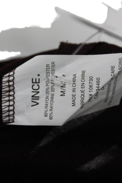 Vince Women Basic Tunic Brown Long Sleeve Rayon Polyester Size M